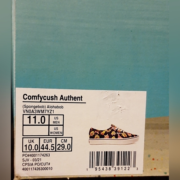 Vans X SpongeBob ComfyCush Authentic "Aloha Bob" *NWT* - Picture 7 of 7